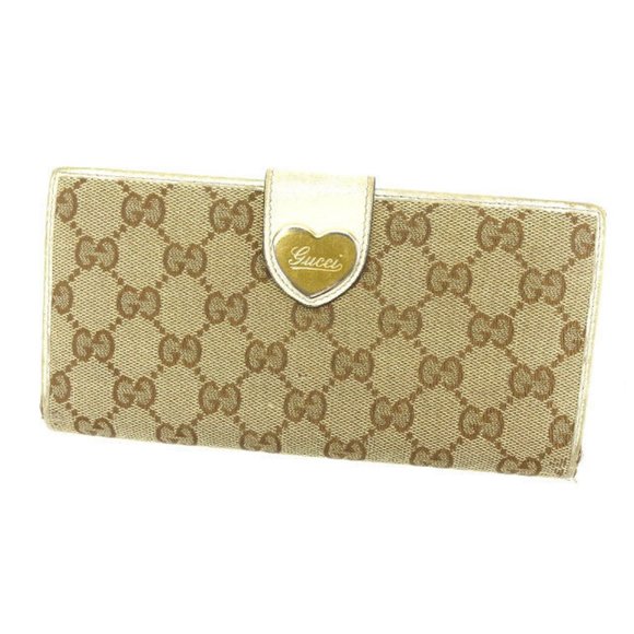 Gucci Wallet Purse Long Wallet GG Beige White Woman Authentic Used Y3378 - Picture 1 of 6